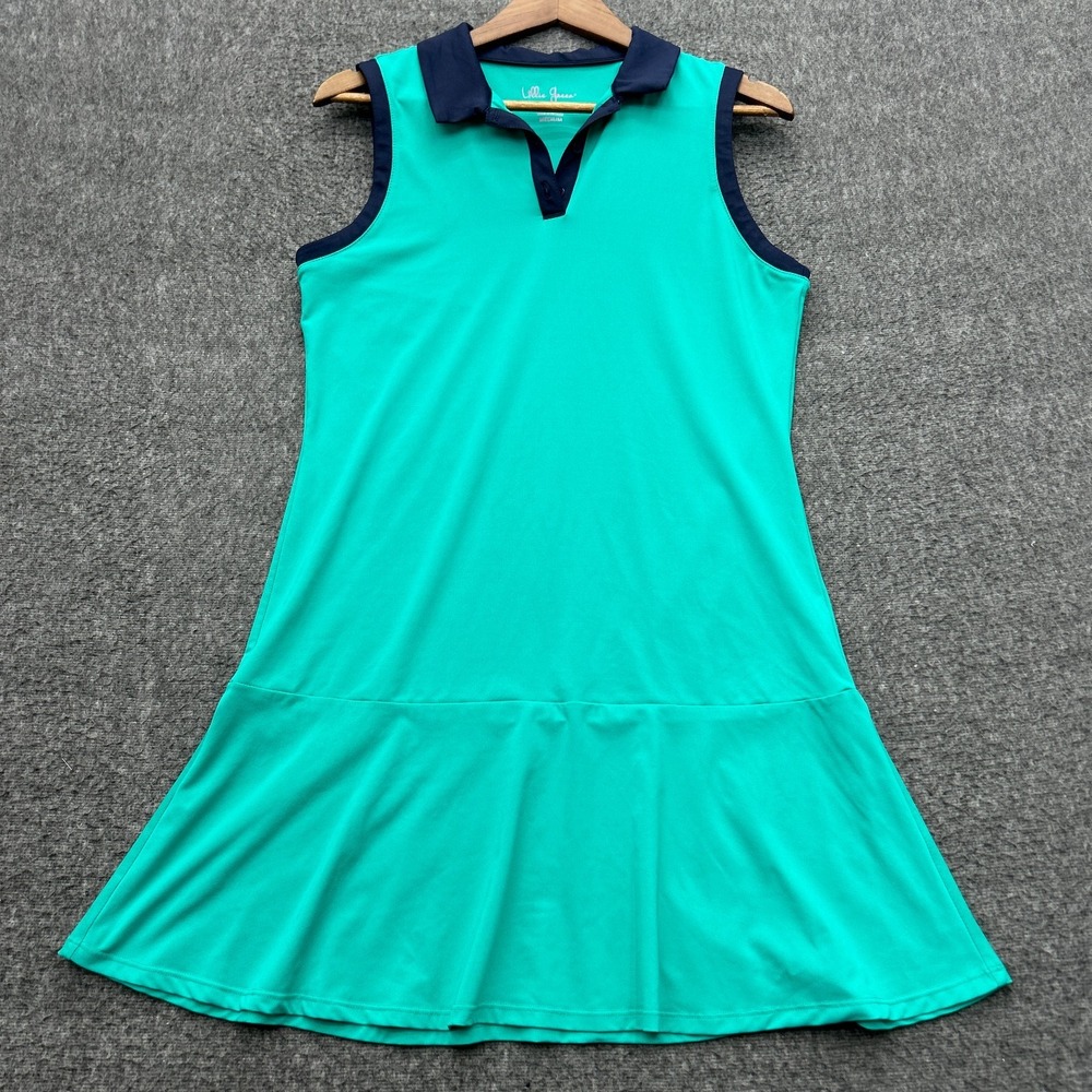 Lillie Green Golf Dress Medium Midi Sleeveless Dress Collared Athletic